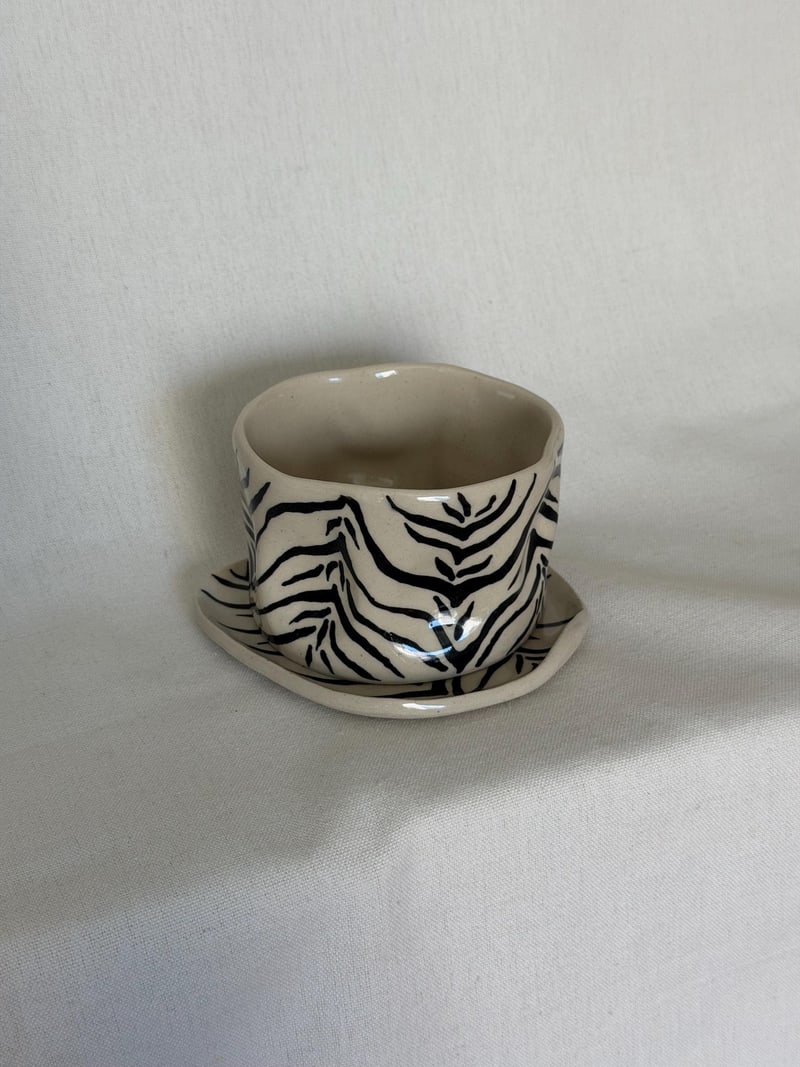 Coffee cup set, a handbuilt ceramic set, 10 oz