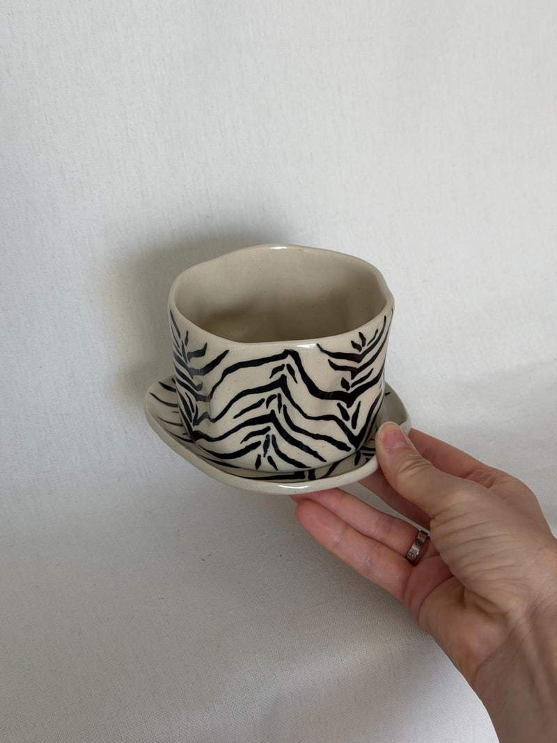 Coffee cup set, a handbuilt ceramic set, 10 oz