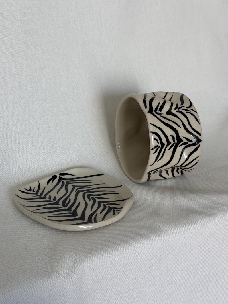 Coffee cup set, a handbuilt ceramic set, 10 oz