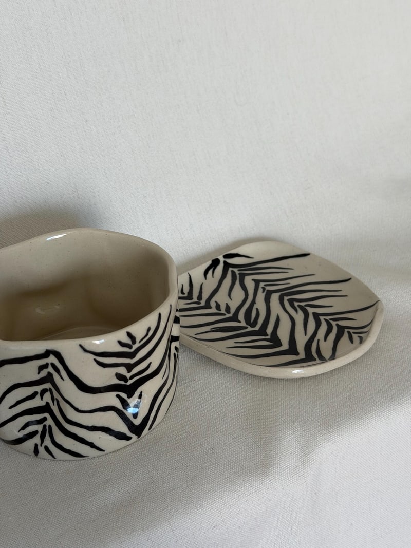Coffee cup set, a handbuilt ceramic set, 10 oz