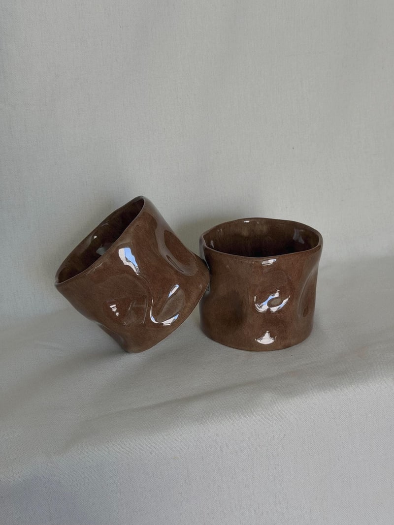 Crush gloss mug, a handbuilt ceramic cup, 11 oz