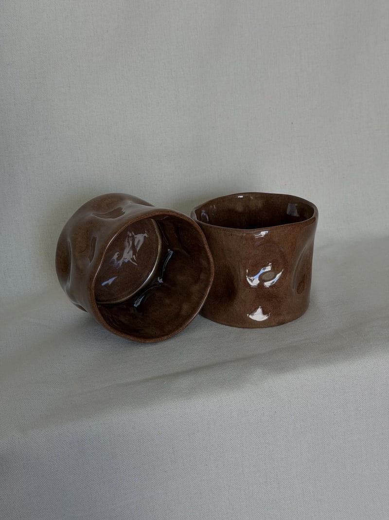 Crush gloss mug, a handbuilt ceramic cup, 11 oz