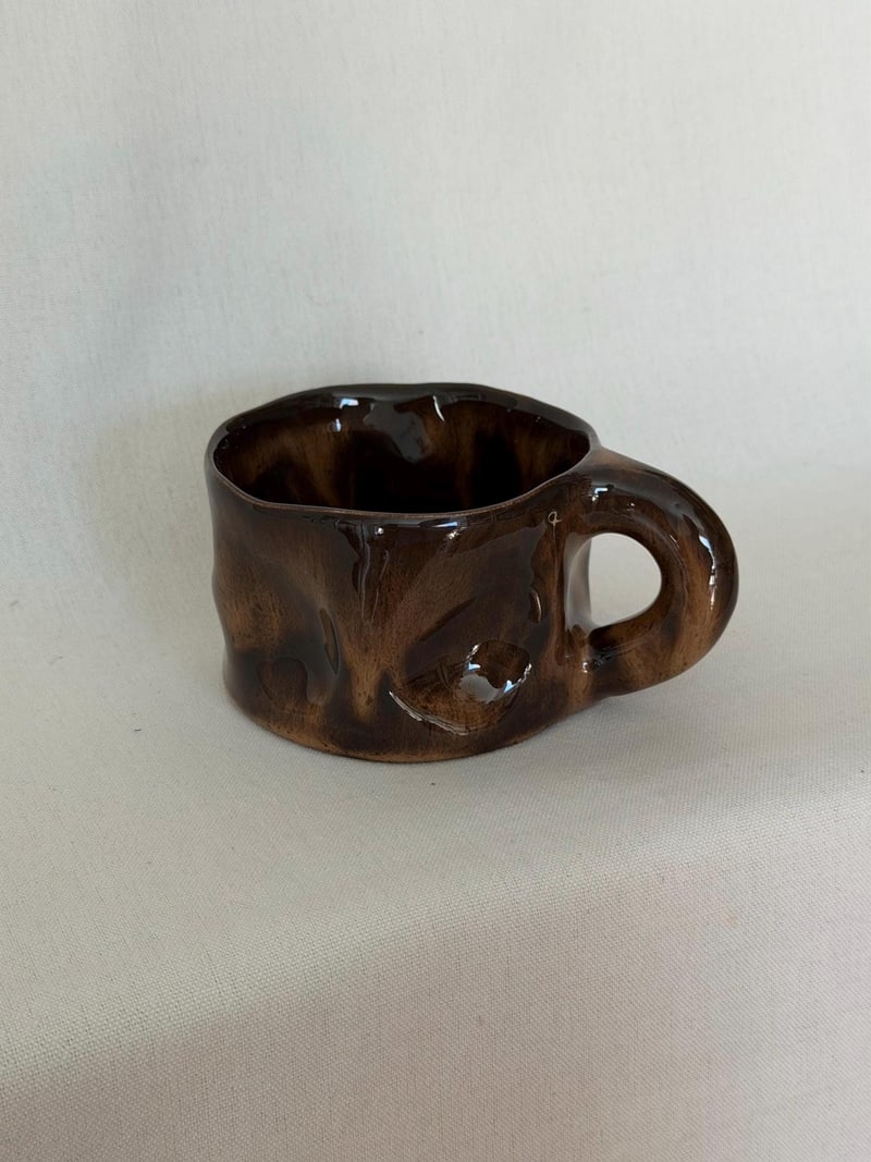 Mottled gloss mug, a handbuilt ceramic mug, 10 oz