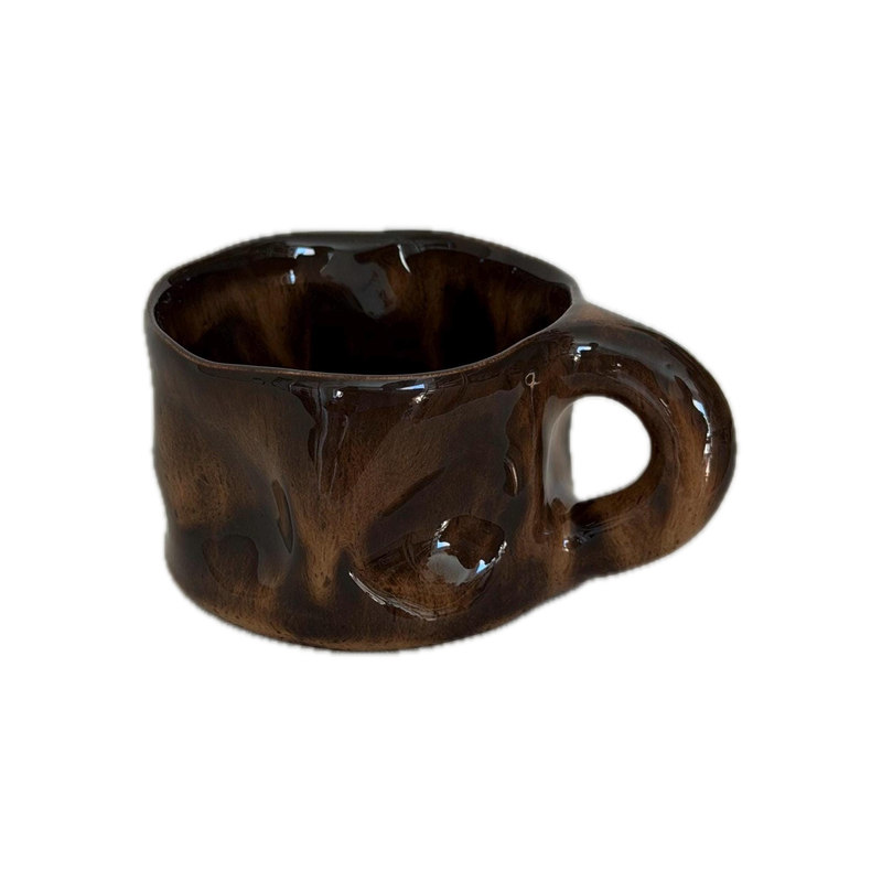 Mottled gloss mug, a handbuilt ceramic mug, 10 oz