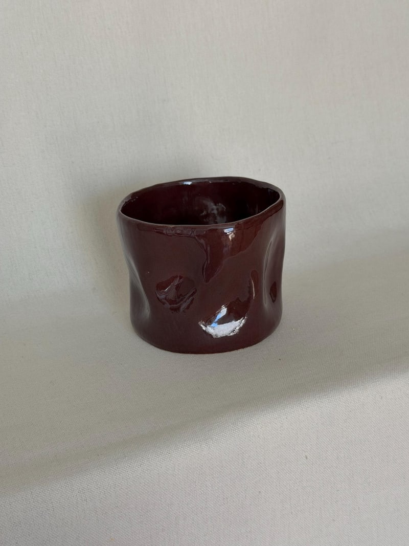 Deep cherry gloss mug, a handbuilt ceramic mug, 11 oz