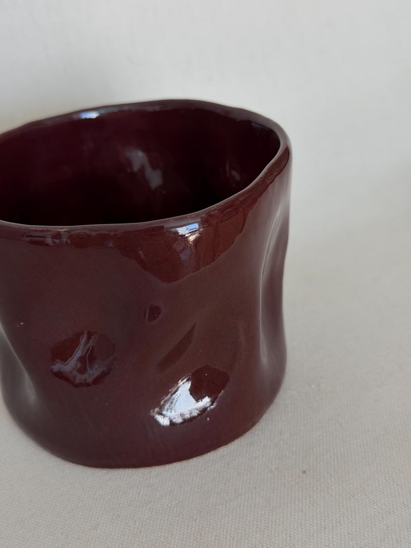 Deep cherry gloss mug, a handbuilt ceramic mug, 11 oz