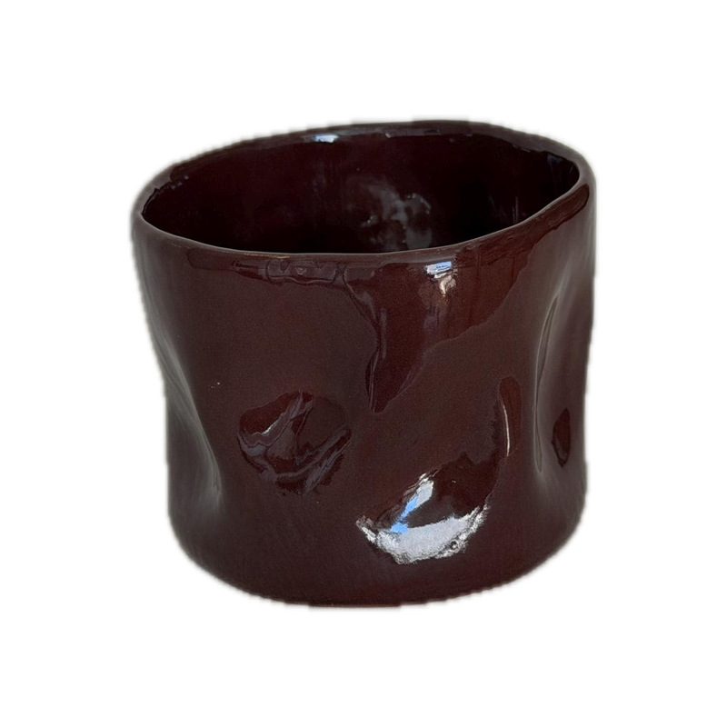 Deep cherry gloss mug, a handbuilt ceramic mug, 11 oz
