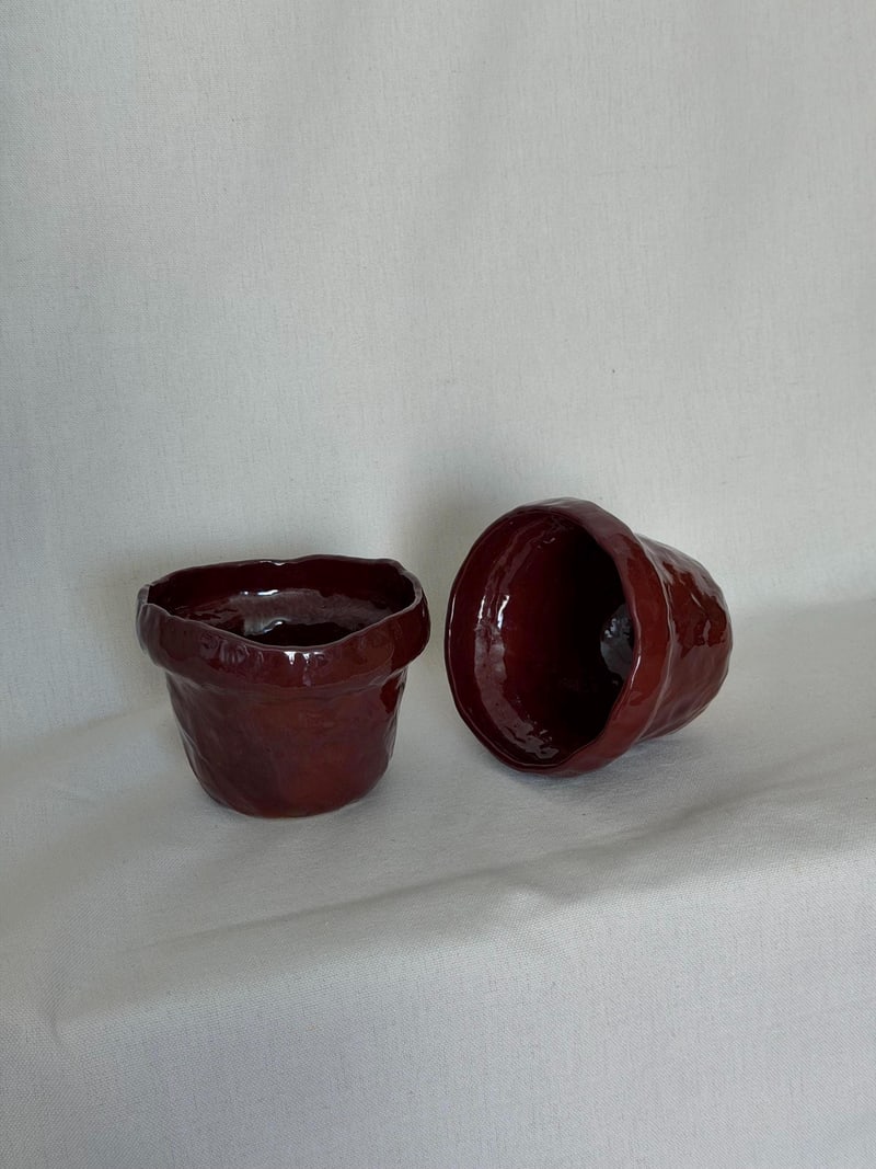 Deep cherry red gloss mug, a handbuilt ceramic cup, 10 oz