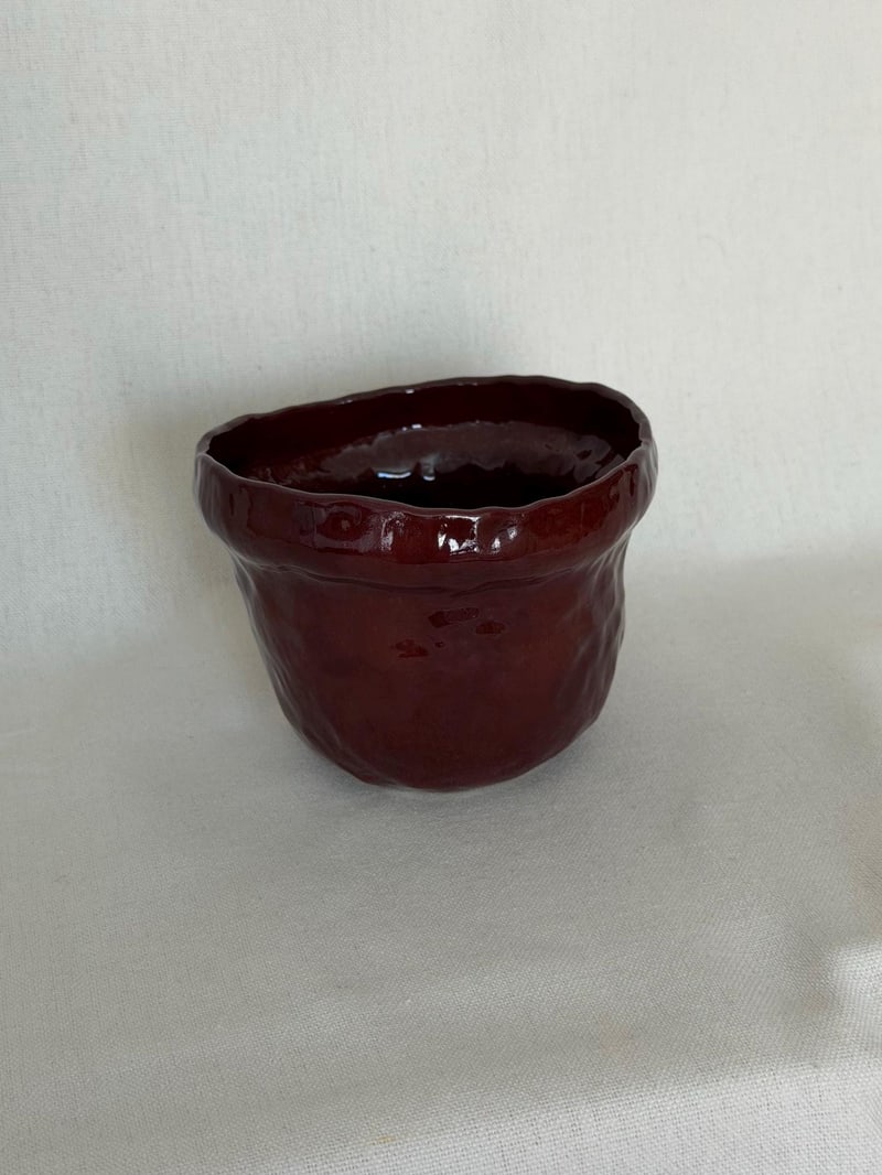 Deep cherry red gloss mug, a handbuilt ceramic cup, 10 oz