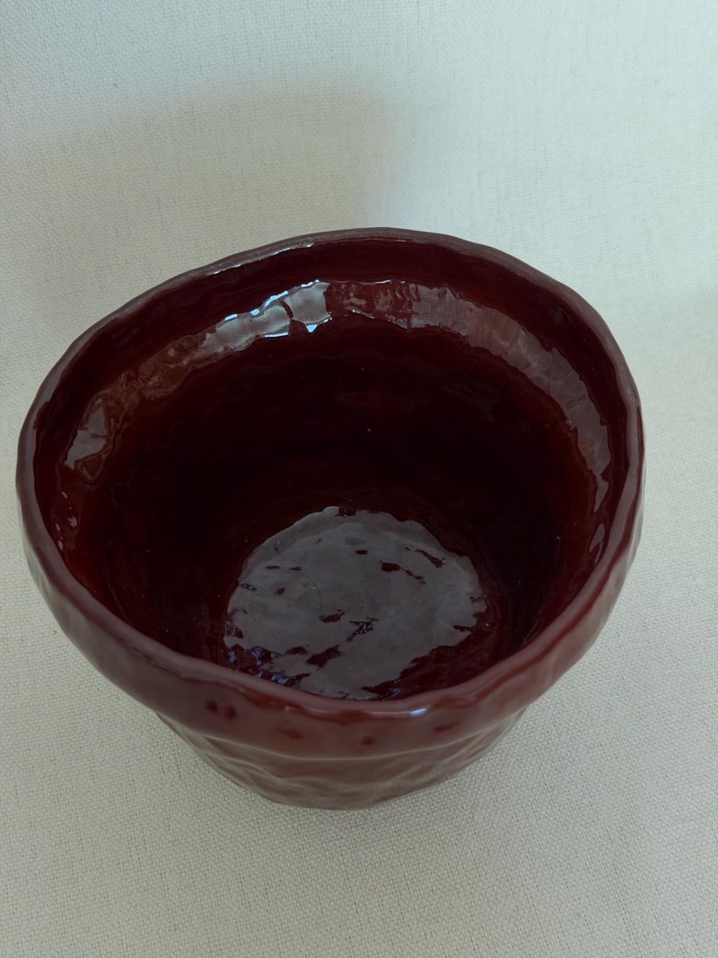 Deep cherry red gloss mug, a handbuilt ceramic cup, 10 oz