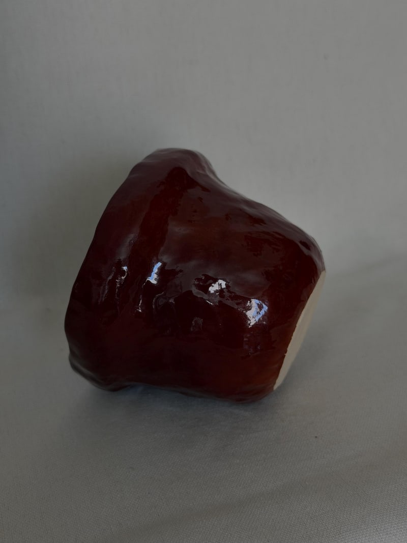 Deep cherry red gloss mug, a handbuilt ceramic cup, 10 oz