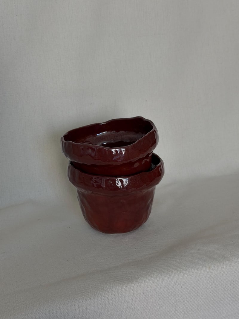 Deep cherry red gloss mug, a handbuilt ceramic cup, 10 oz
