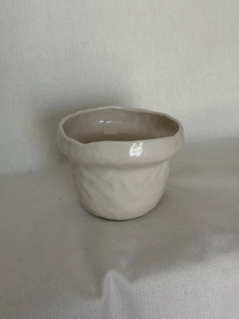 White gloss mug, a handbuilt ceramic cup, 10 oz
