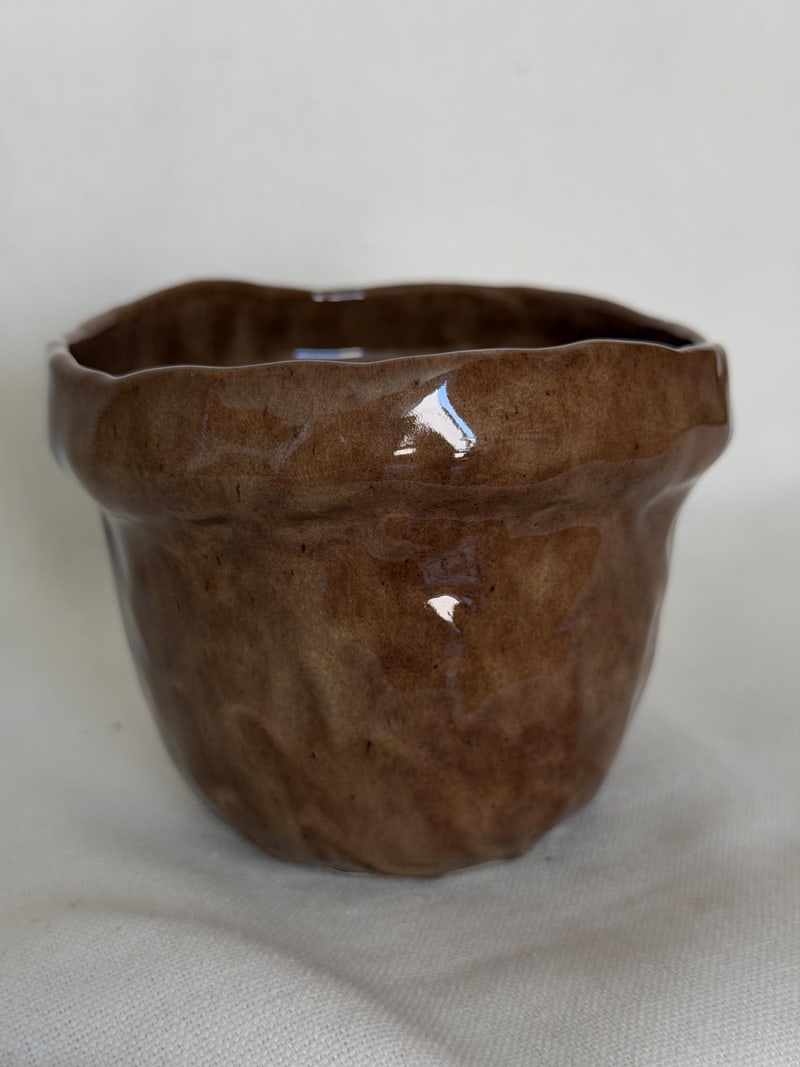 Brown gloss mug, a handbuilt ceramic cup, 10 oz