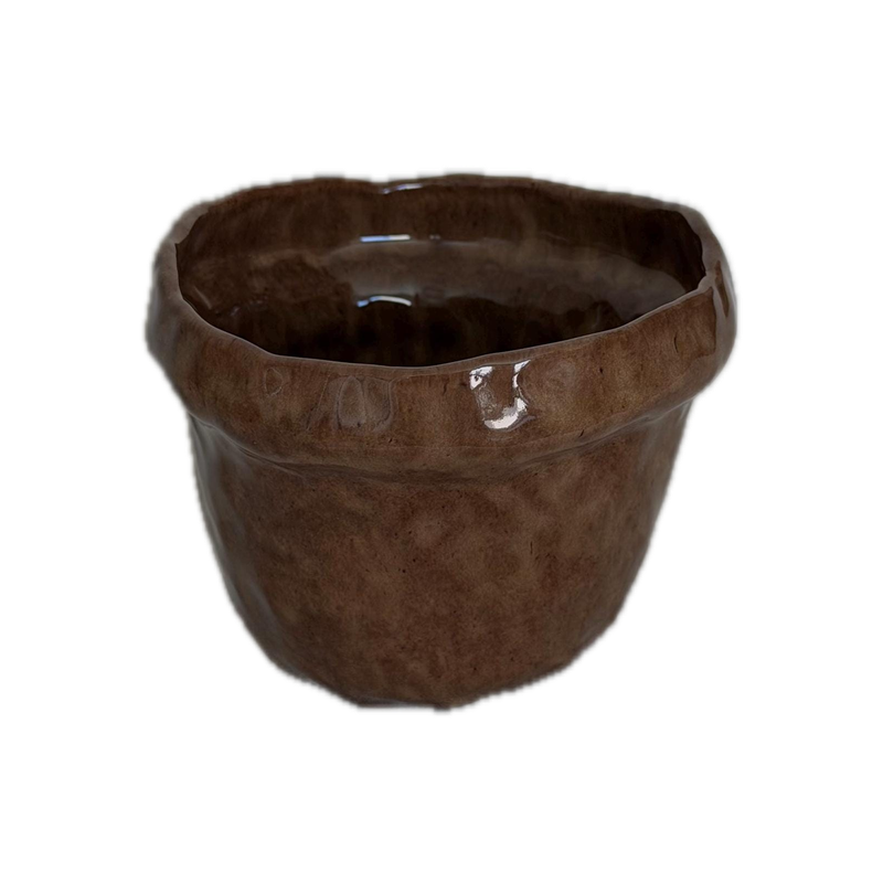Brown gloss mug, a handbuilt ceramic cup, 10 oz