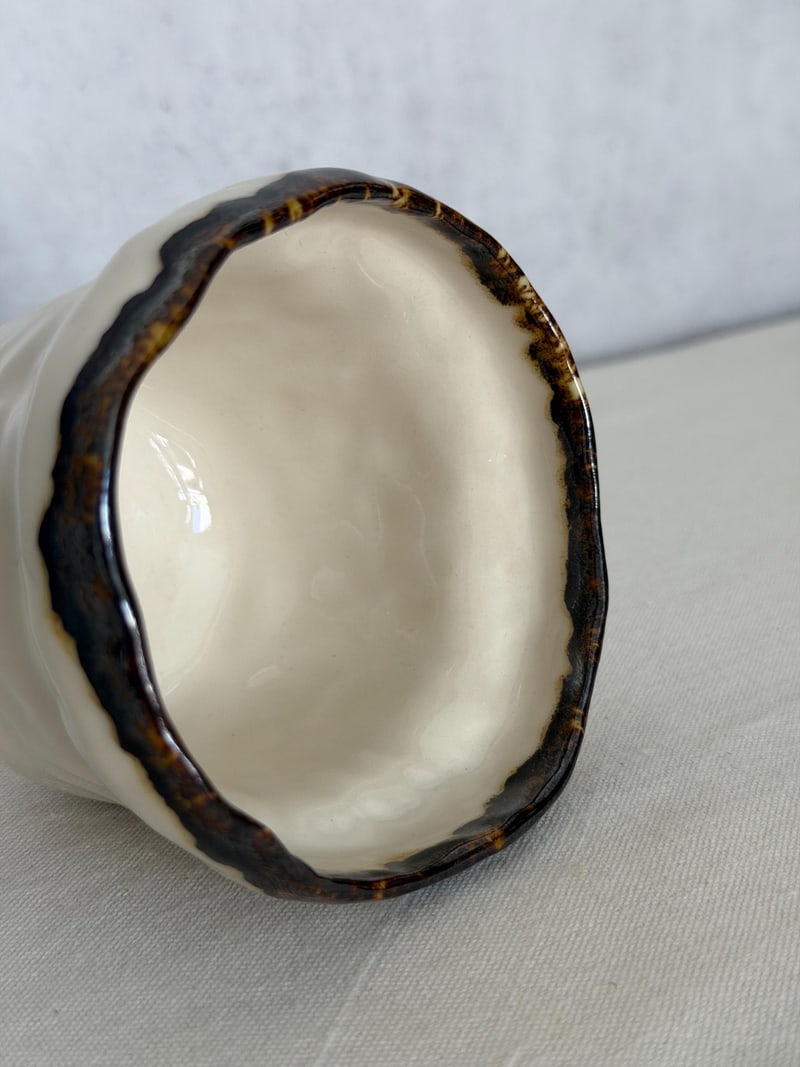 Gloss mug, dark rim, a handbuilt ceramic cup, 10 oz