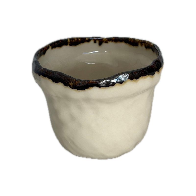 Gloss mug, dark rim, a handbuilt ceramic cup, 10 oz
