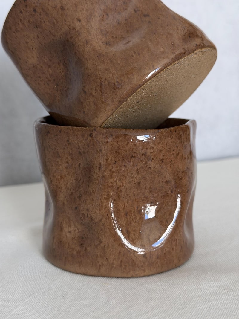 Speckled gloss mug, a handbuilt ceramic cup, 10 oz