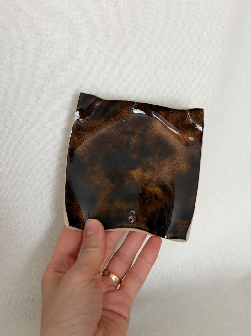 Incense holder, espresso brown, a handbuilt ceramic set