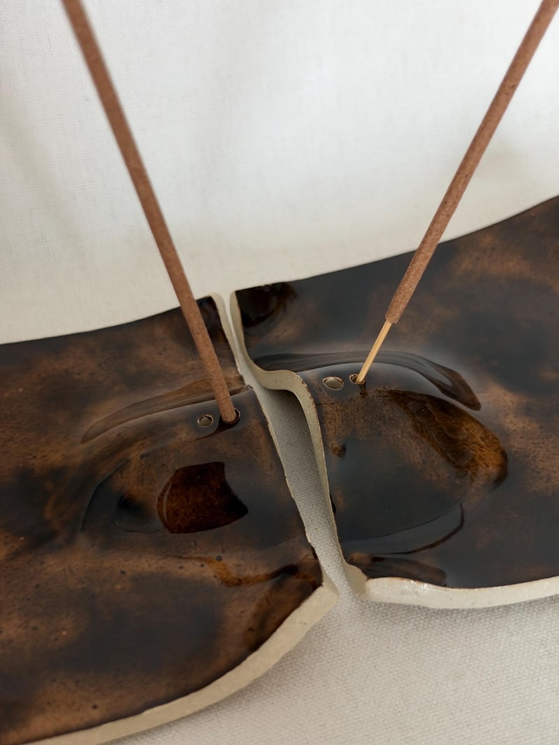 Incense holder, espresso brown, a handbuilt ceramic set