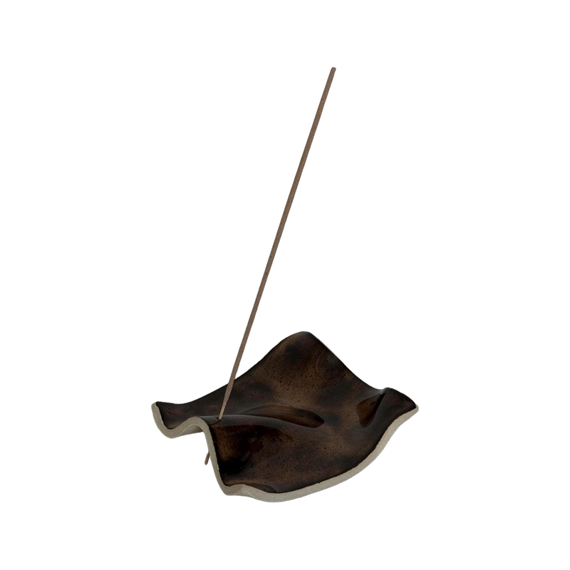 Incense holder, espresso brown, a handbuilt ceramic set