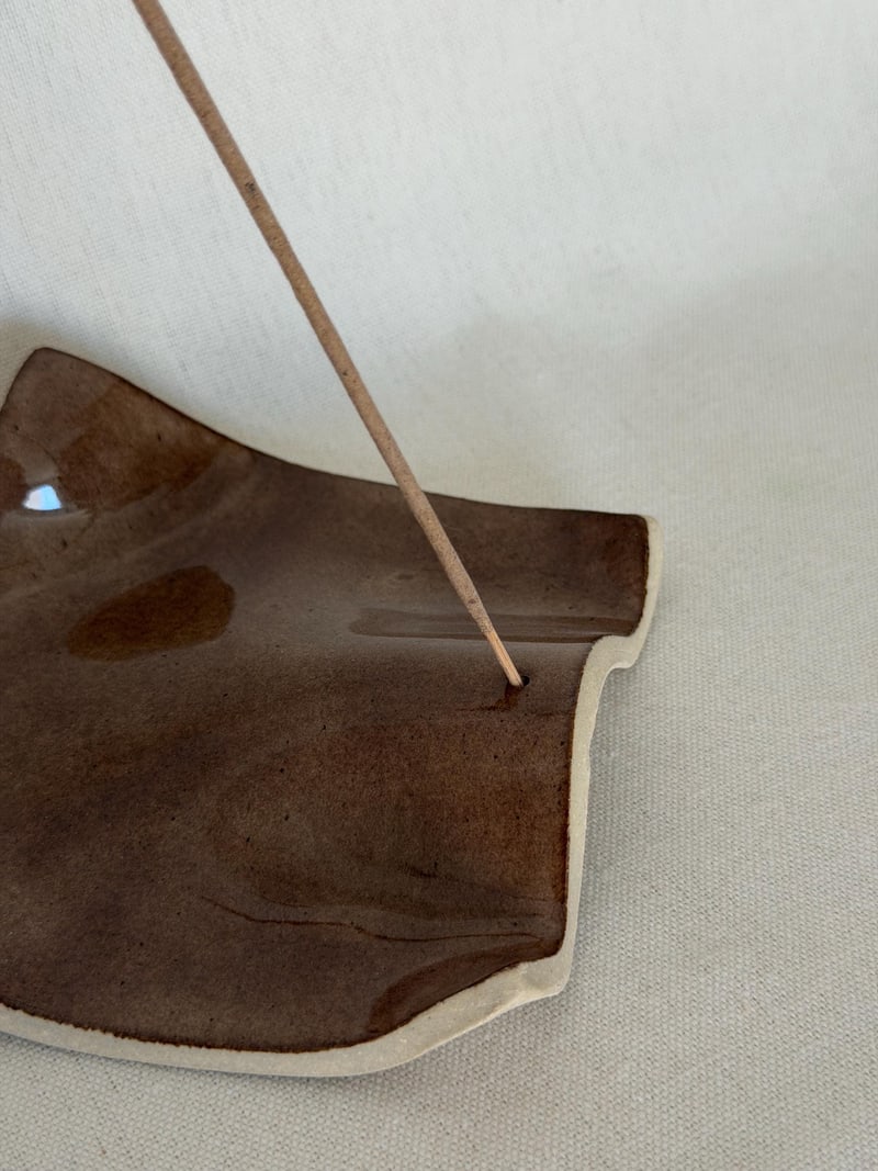 Incense holder, mocha brown, a handbuilt ceramic piece