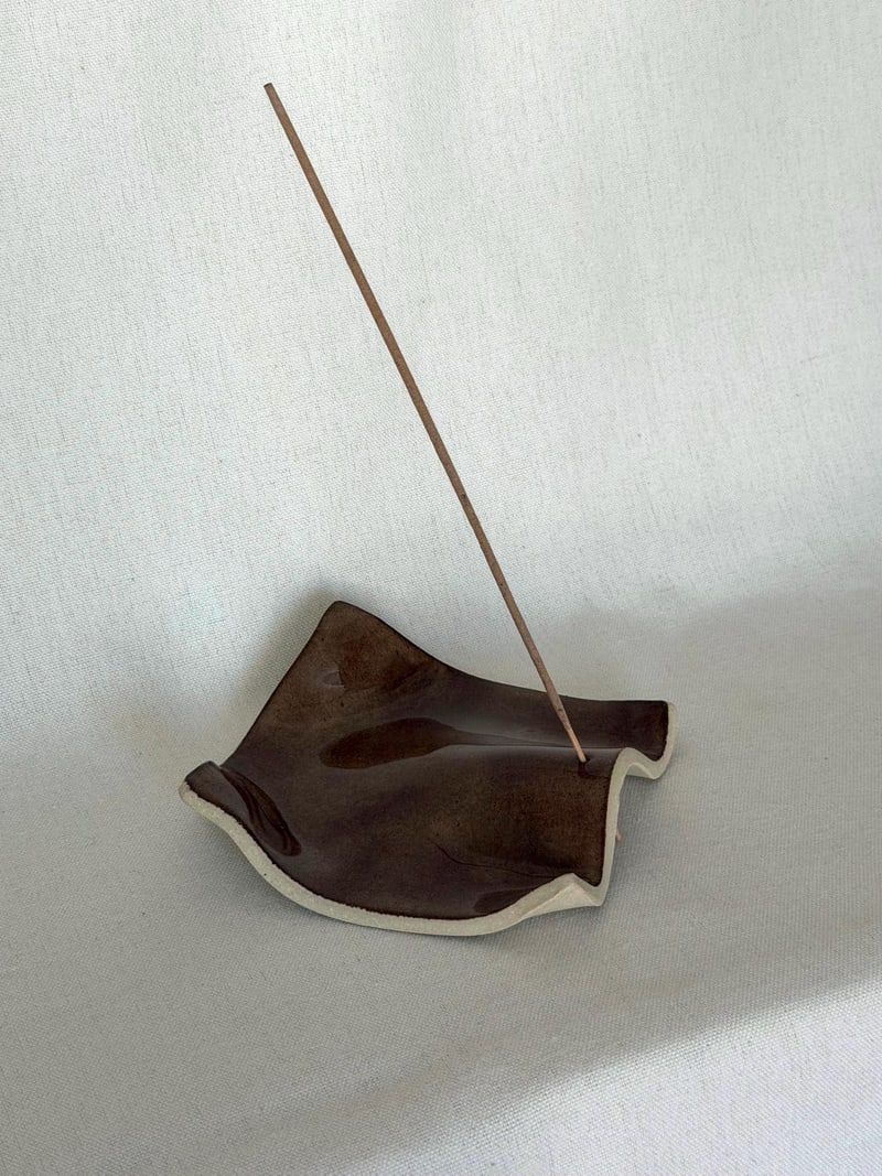 Incense holder, mocha brown, a handbuilt ceramic piece