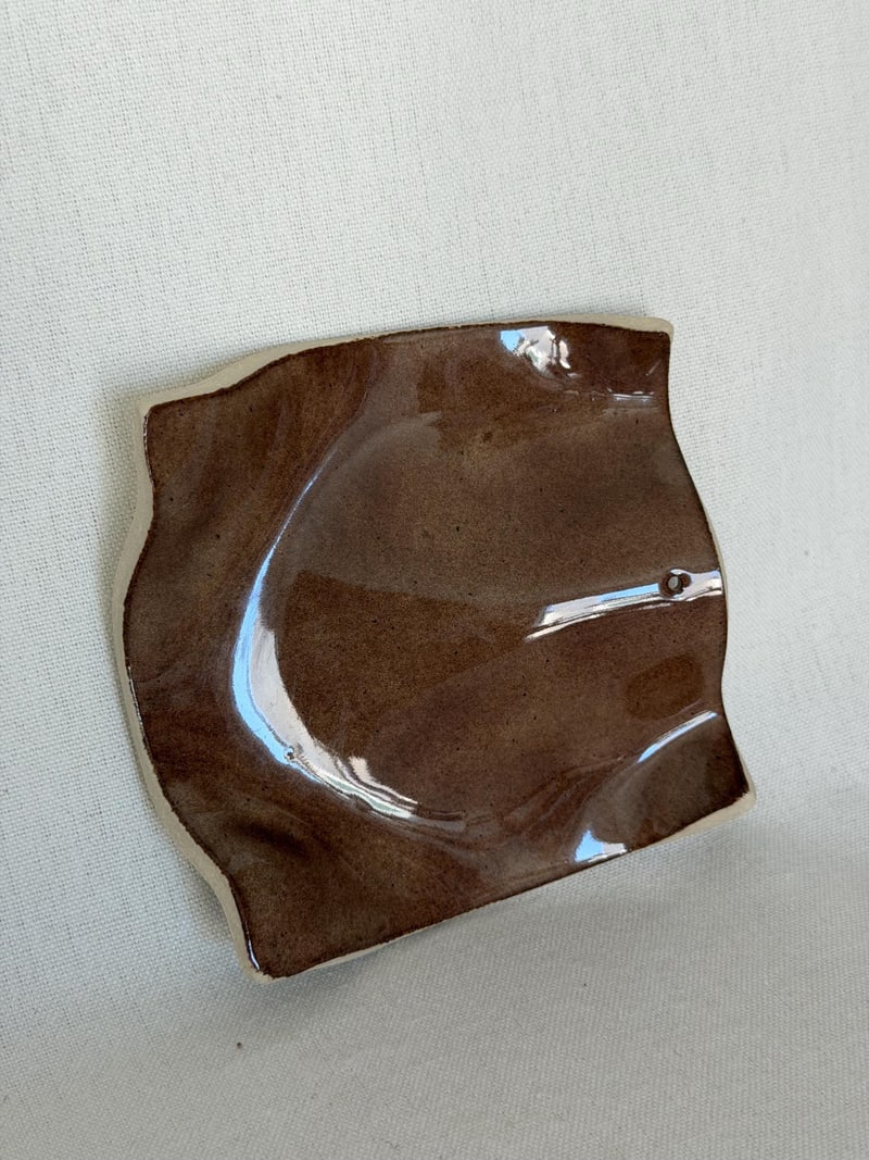 Incense holder, mocha brown, a handbuilt ceramic piece