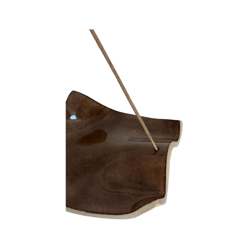 Incense holder, mocha brown, a handbuilt ceramic piece