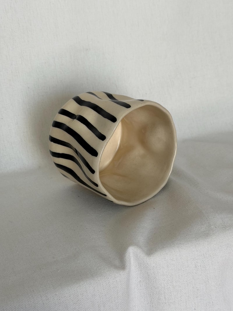 Ink marks cup, a handbuilt ceramic cup, 11 oz