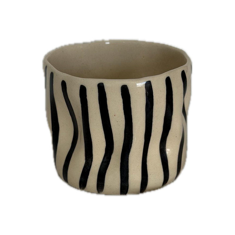 Ink marks cup, a handbuilt ceramic cup, 11 oz