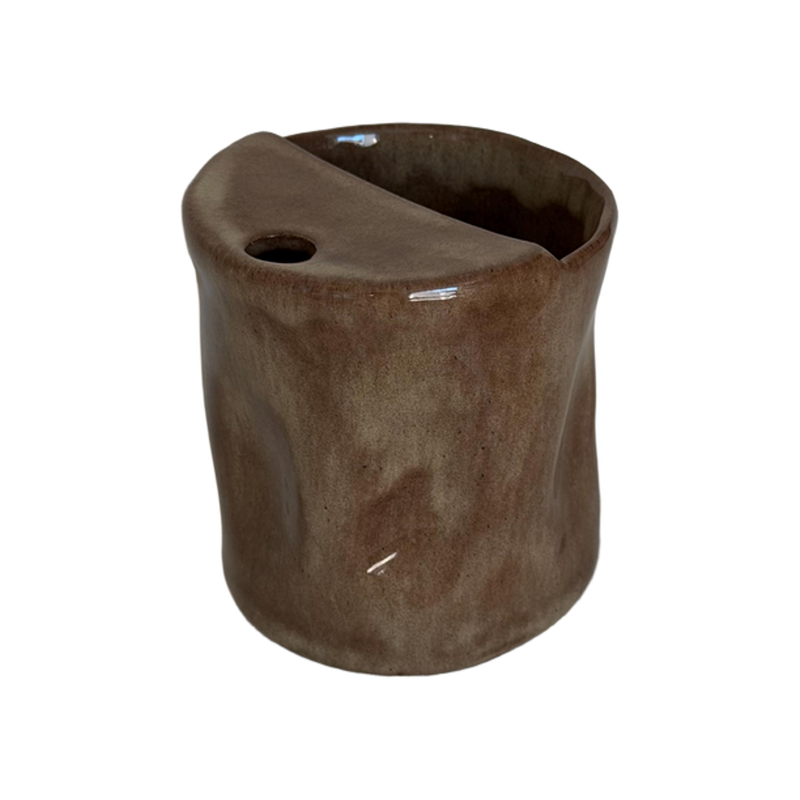 Latte brown cup, a handbuilt ceramic cup, 13.5 oz