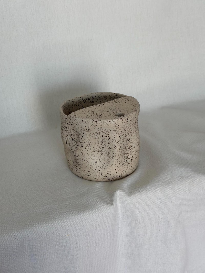 Straw cup, speckled matte, a handbuilt ceramic cup, 11 oz