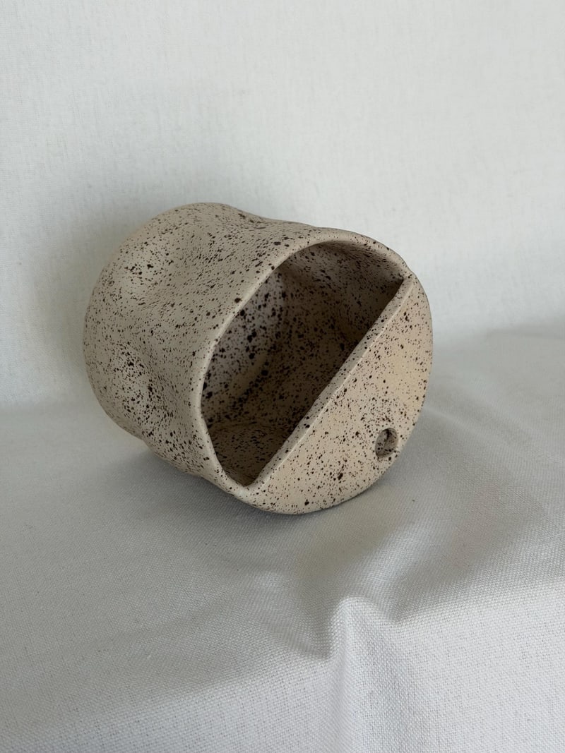 Straw cup, speckled matte, a handbuilt ceramic cup, 11 oz
