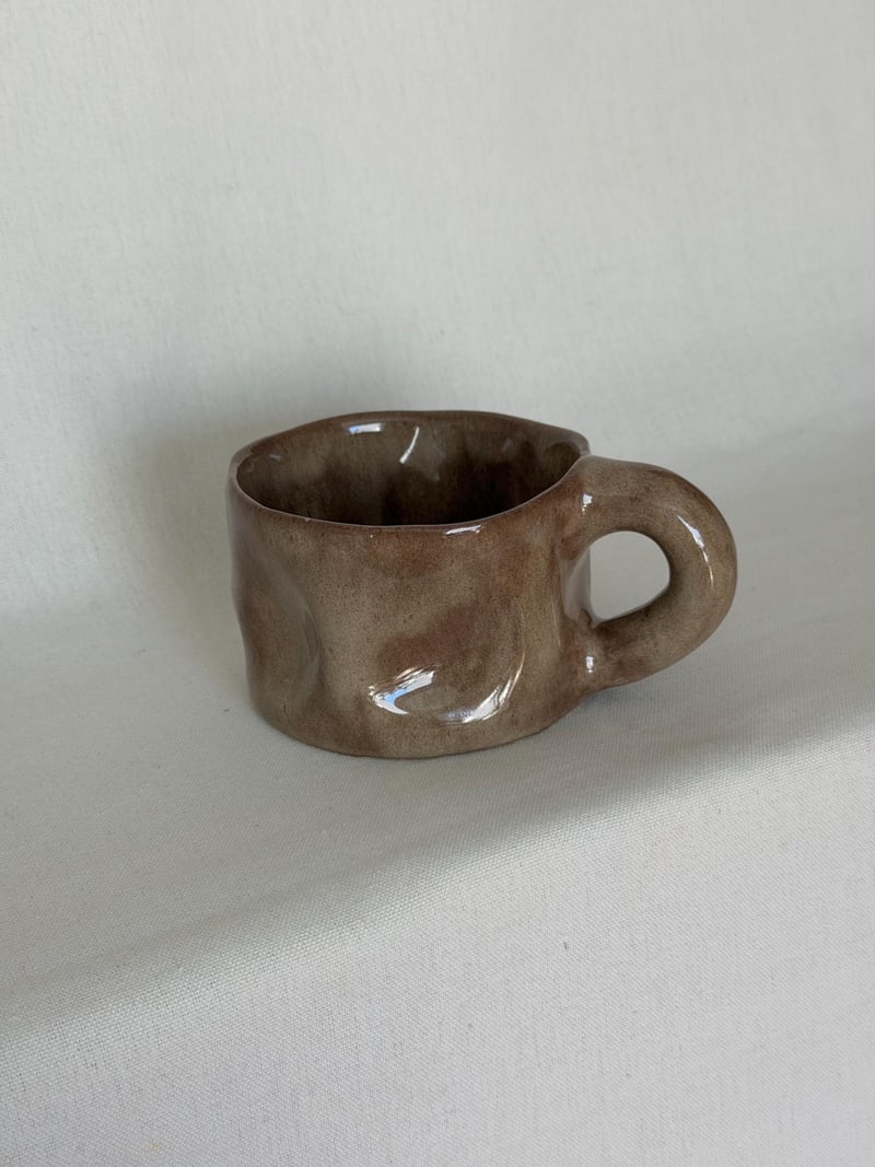 Mocha brown mug, a handbuilt ceramic mug, 10 oz