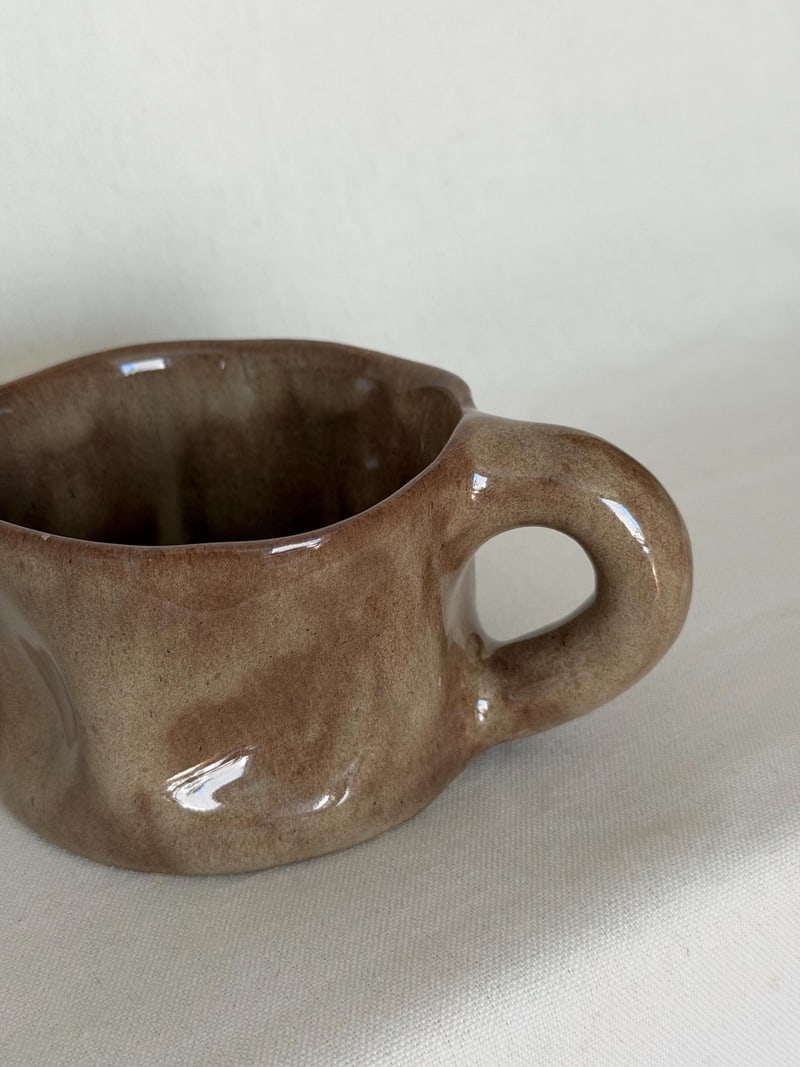 Mocha brown mug, a handbuilt ceramic mug, 10 oz