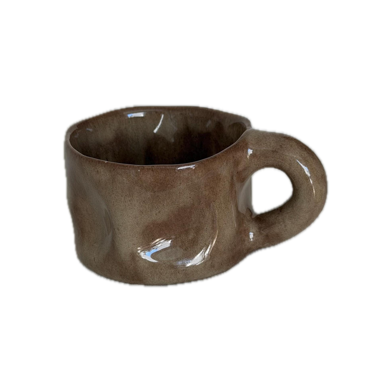 Mocha brown mug, a handbuilt ceramic mug, 10 oz