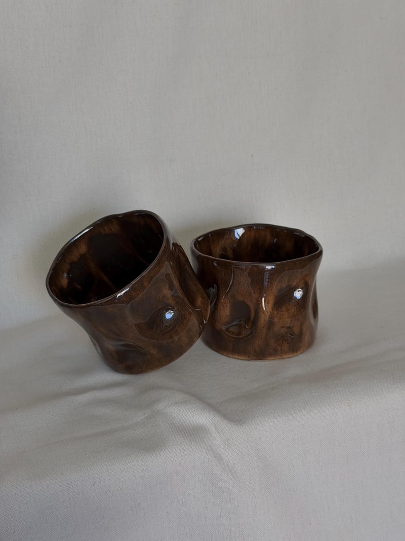 Mottled gloss cup, a handbuilt ceramic cup, 11 oz