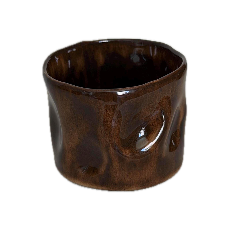 Mottled gloss cup, a handbuilt ceramic cup, 11 oz