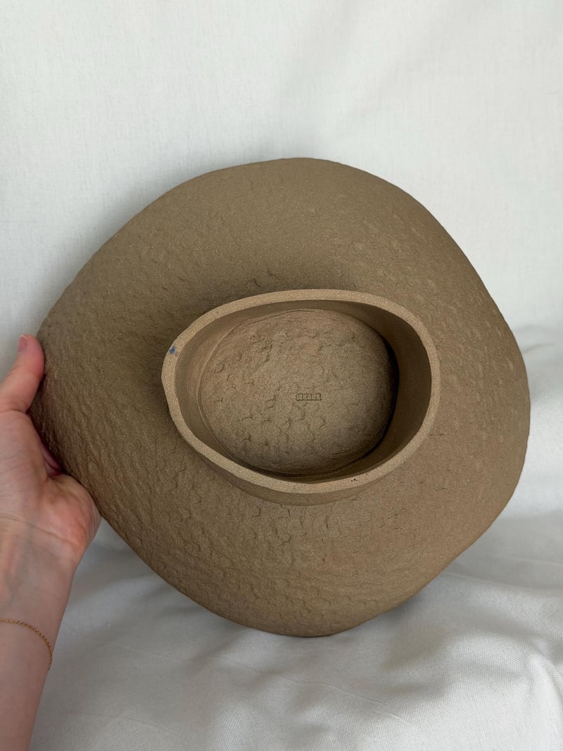 Pedestal bowl, speckled, a handbuilt ceramic bowl with a speckled glaze on a footed base