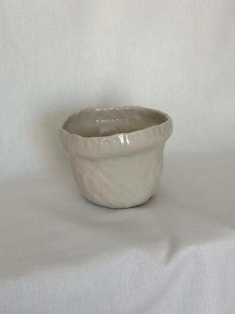 Raw clay mug, a handbuilt ceramic cup, 10 oz