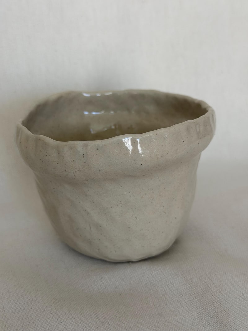 Raw clay mug, a handbuilt ceramic cup, 10 oz