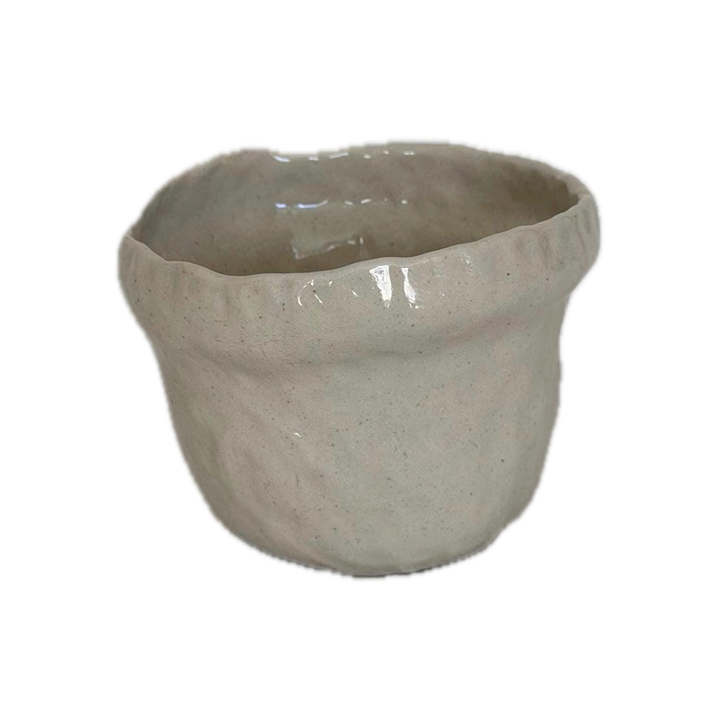 Raw clay mug, a handbuilt ceramic cup, 10 oz
