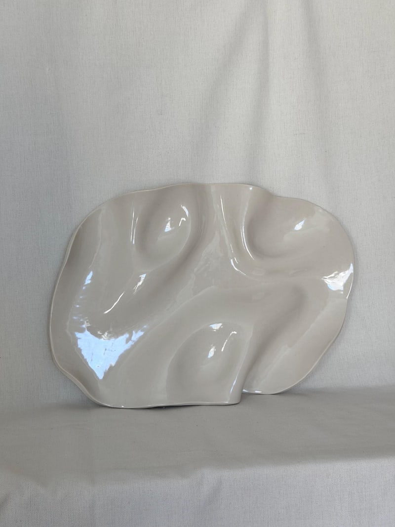 Serving platter, 10 x 13.5 in, a handbuilt ceramic platter