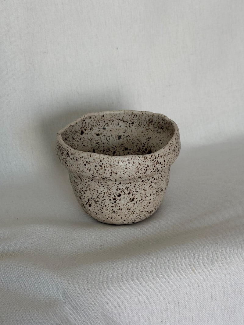 Speckled matte mug, a handbuilt ceramic cup with a collared rim and a speckled matte glaze, 10 oz