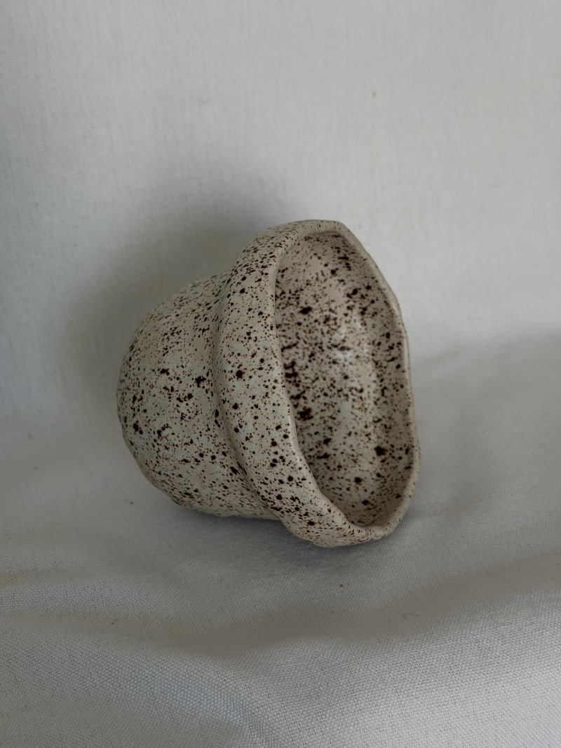 Speckled matte mug, a handbuilt ceramic cup with a collared rim and a speckled matte glaze, 10 oz