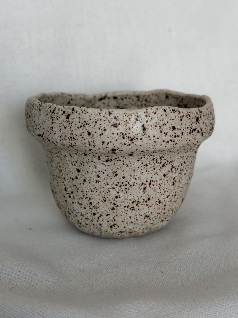 Speckled matte mug, a handbuilt ceramic cup with a collared rim and a speckled matte glaze, 10 oz