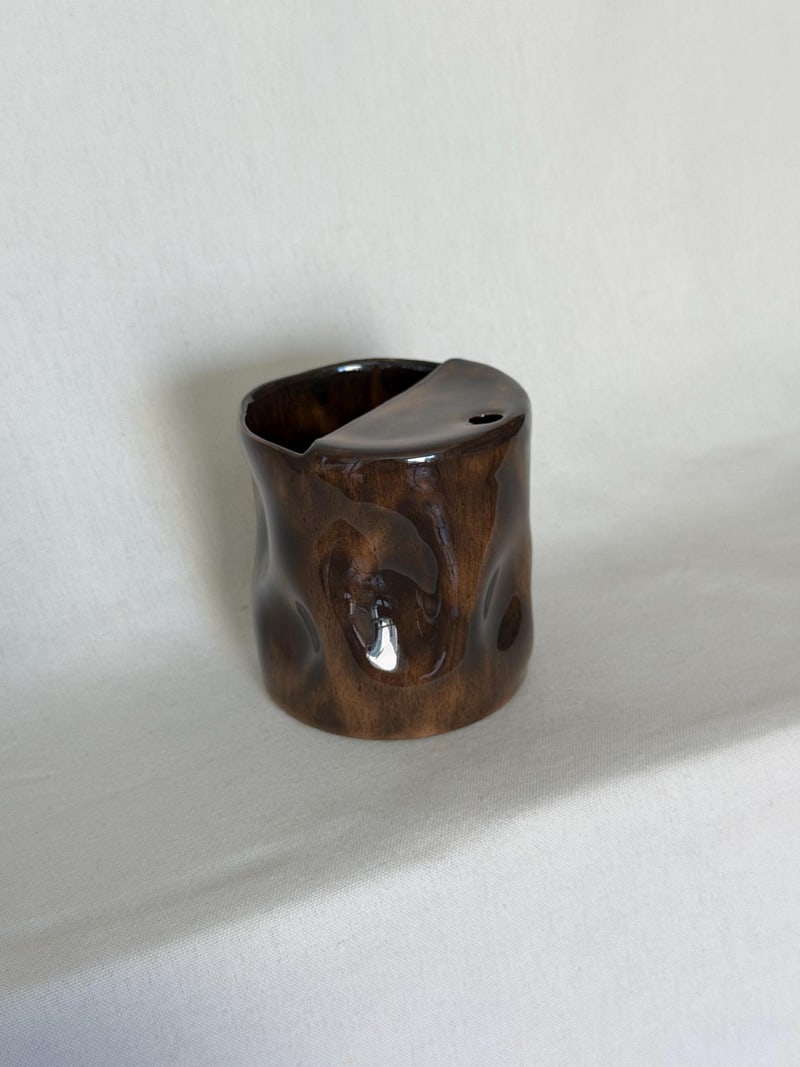 Straw cup, mottled glaze, a handbuilt ceramic cup, 13.5 oz
