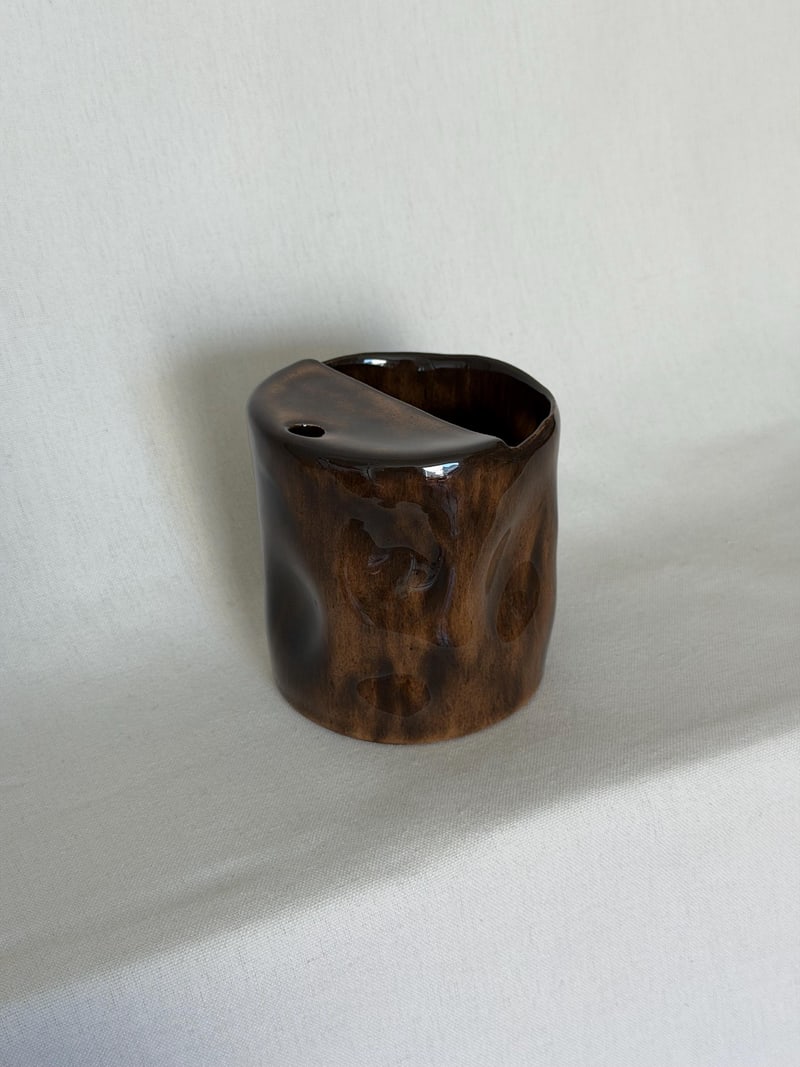 Straw cup, mottled glaze, a handbuilt ceramic cup, 13.5 oz