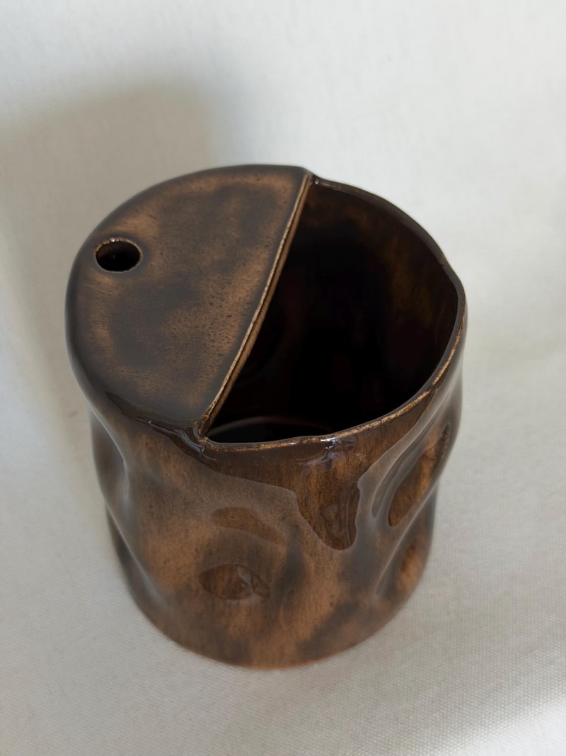 Straw cup, mottled glaze, a handbuilt ceramic cup, 13.5 oz